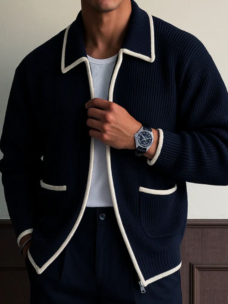 Okada | レトロコントラストニットカーディガン