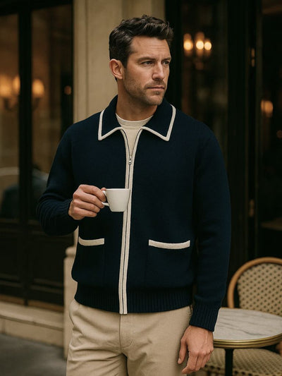 Okada | レトロコントラストニットカーディガン