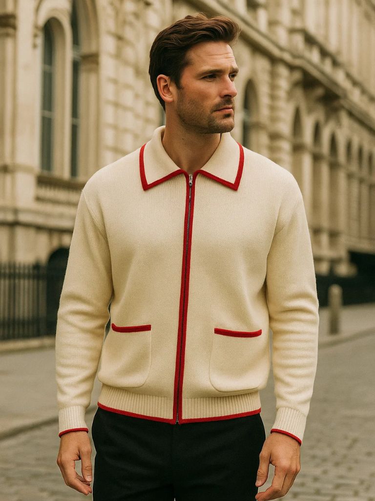 Okada | レトロコントラストニットカーディガン