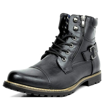 Carwin -  ファッショナブルなレザーレースアップブーツ